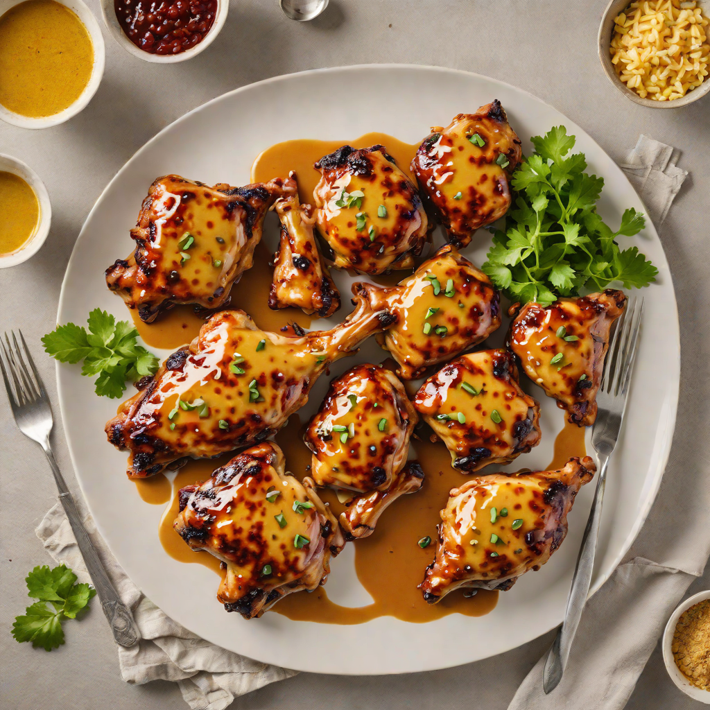 Grilled Sweet and Smoky BBQ Chicken Thighs with Homemade Mustard Sauce