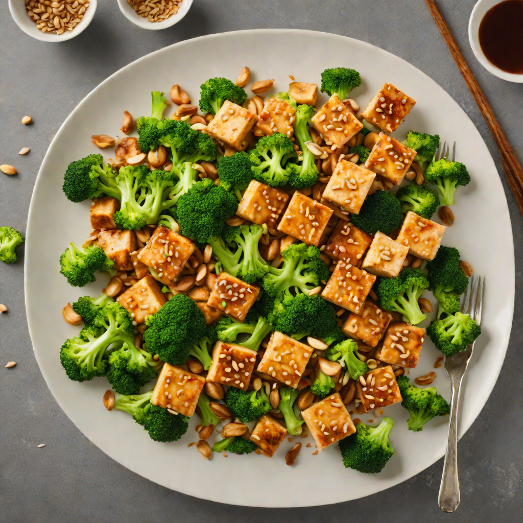 Stir-Fried Tofu with Broccoli and Cashews in Garlic Soy Sauce