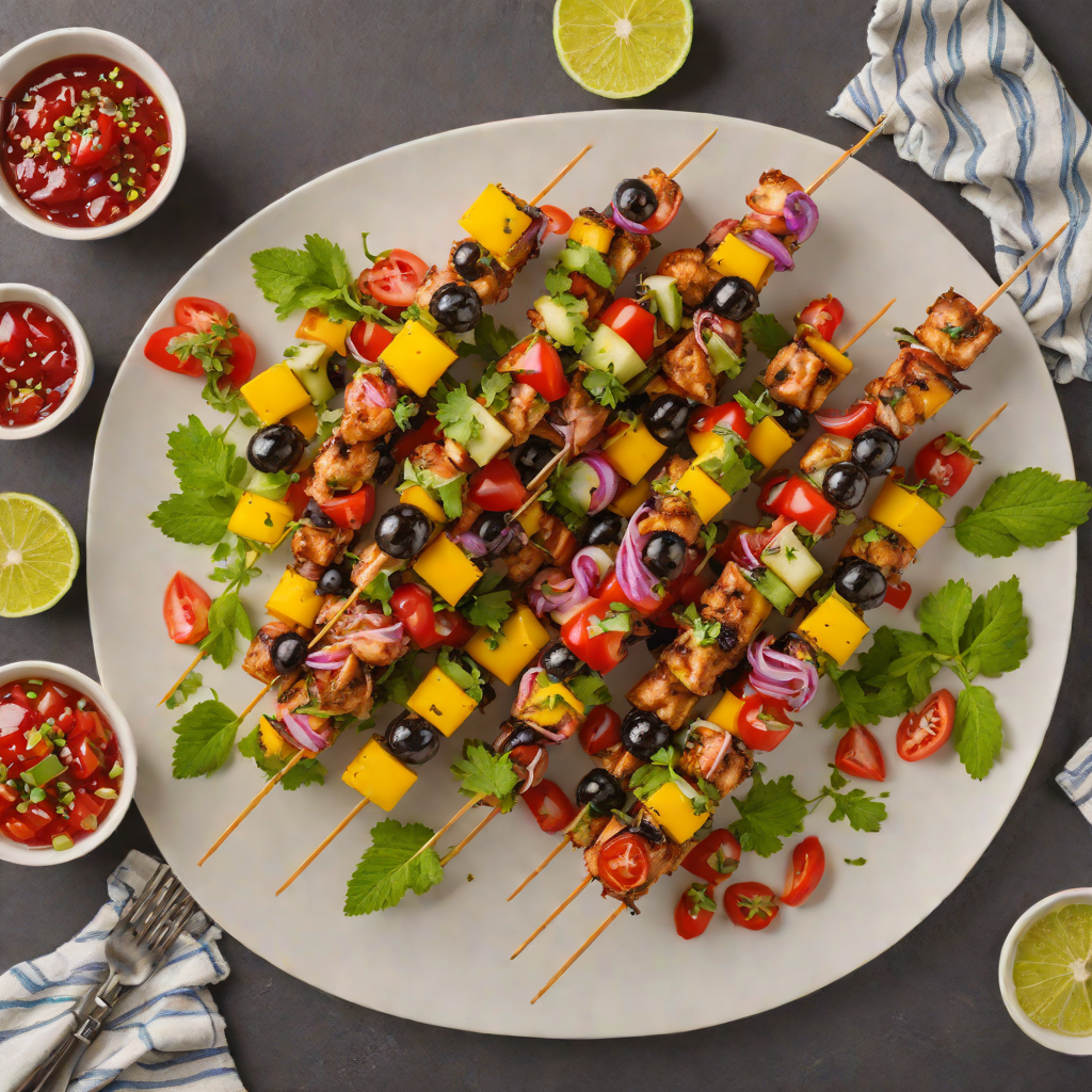 Grilled Açaí-Glazed Chicken Skewers with Tropical Salsa