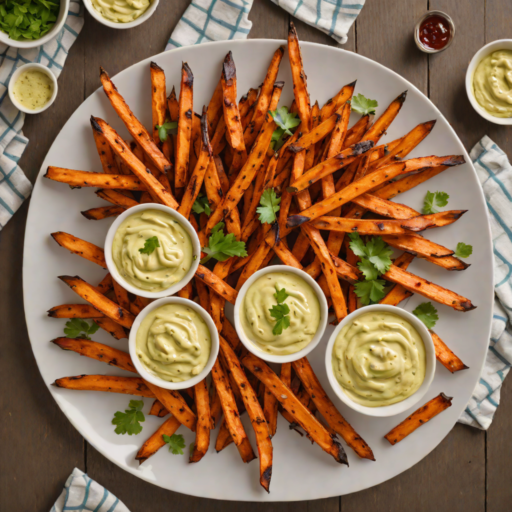 Gochujang-Glazed Sweet Potato Fries with Scallion Mayo Dip