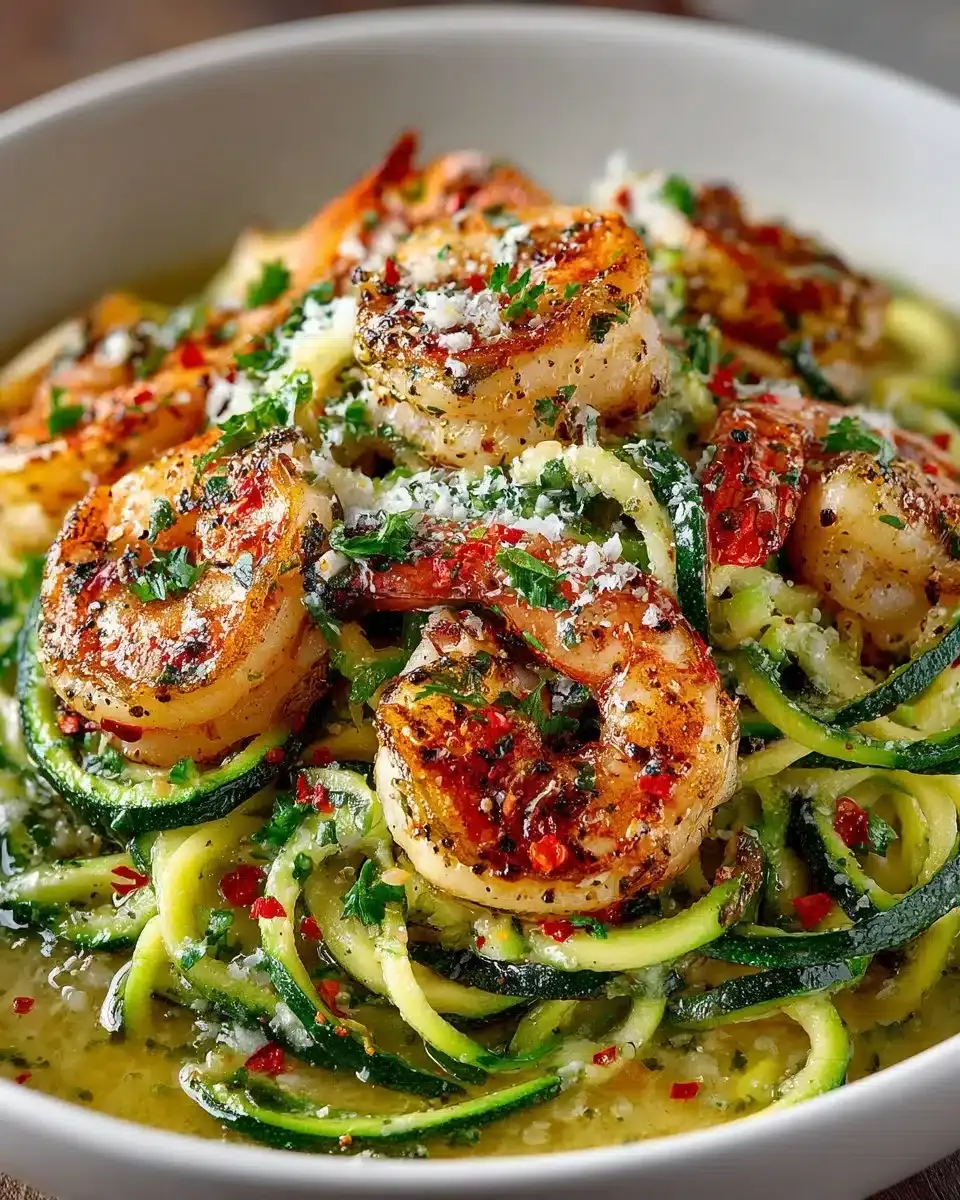 Sautéed Garlic Butter Shrimp with Parmesan Zucchini Noodles