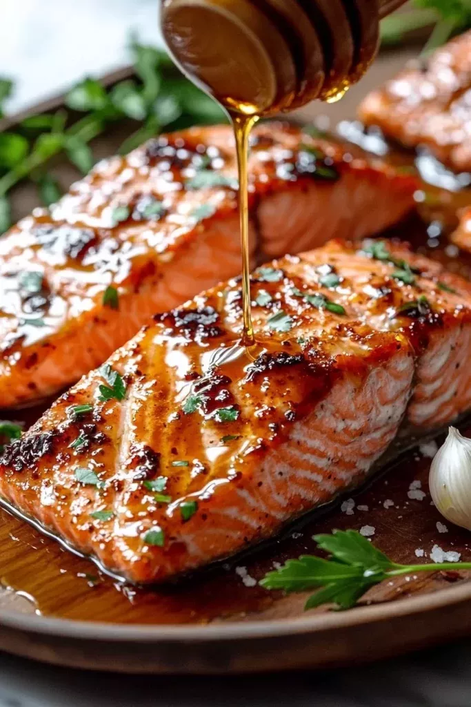 Pan-Seared Salmon with Honey-Ginger Glaze and Sesame Rice