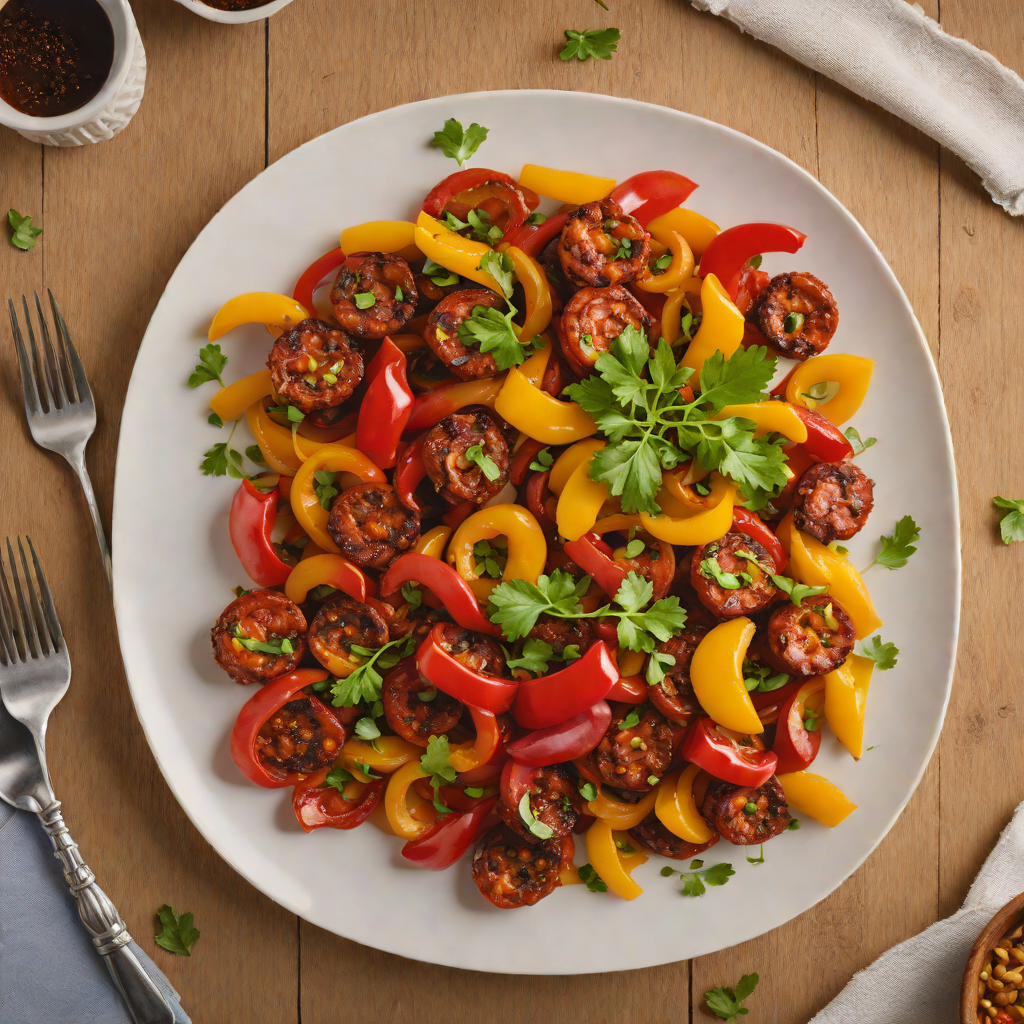 Pan-Seared Spanish Chorizo with Sautéed Bell Peppers and Onions