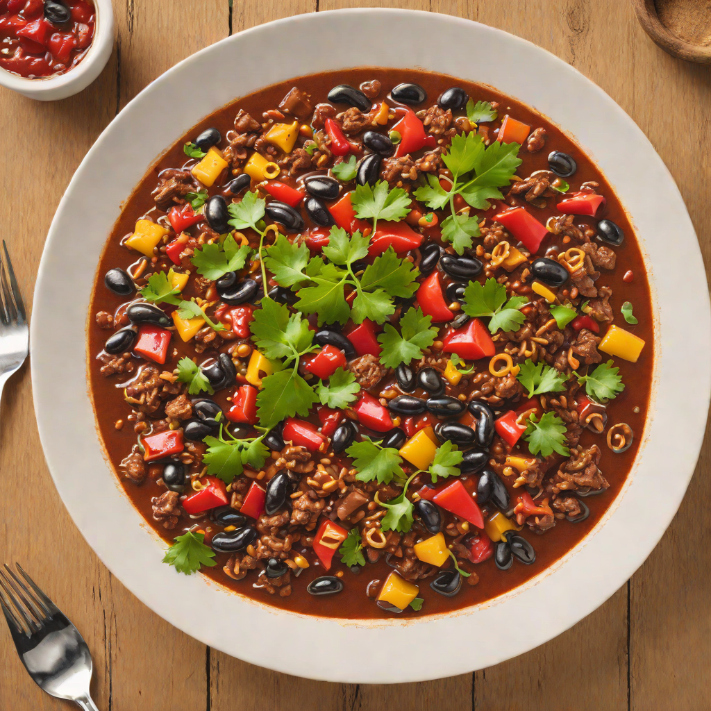 Slow-Cooked Beef Chili with Black Beans and Roasted Peppers