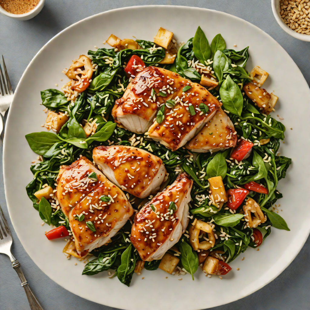 Honey-Ginger Glazed Chicken with Sesame Spinach Stir Fry