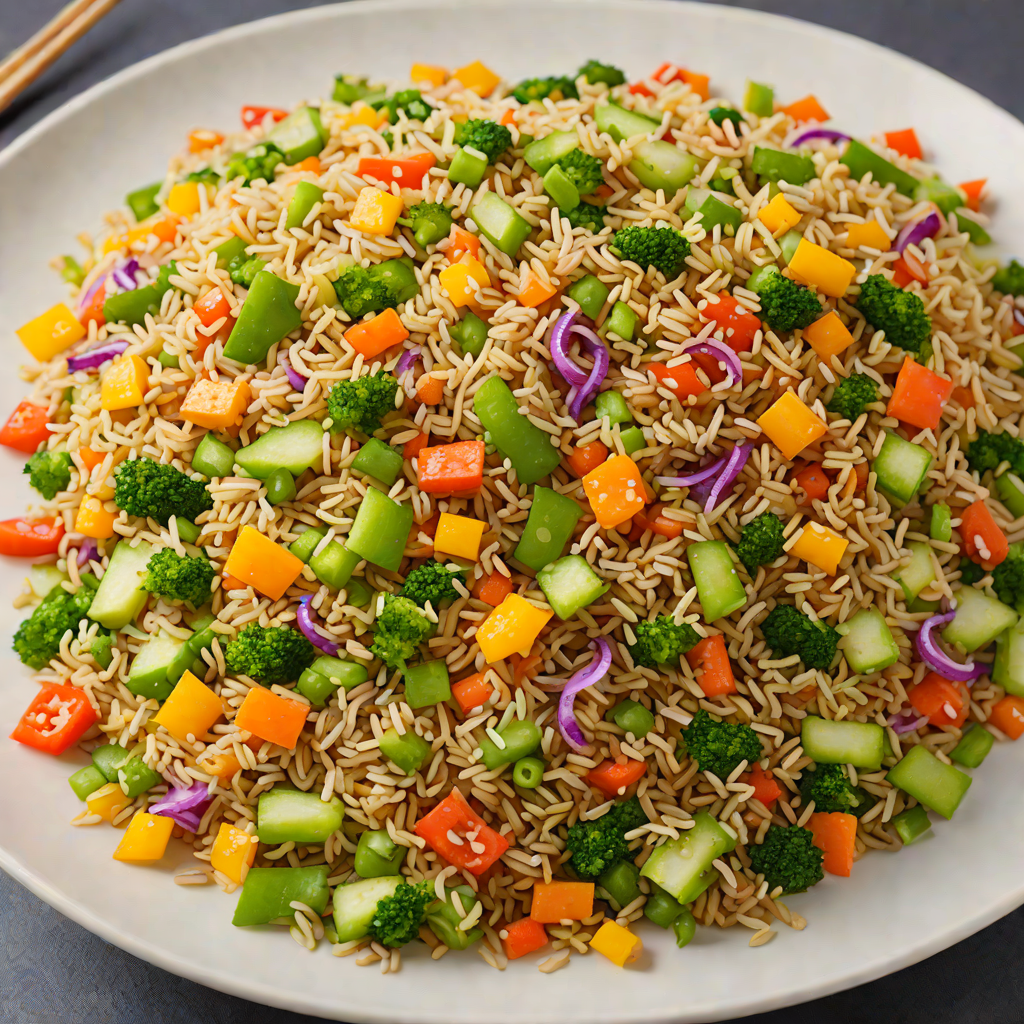 Colorful Vegetable Fried Rice with Sesame and Soy