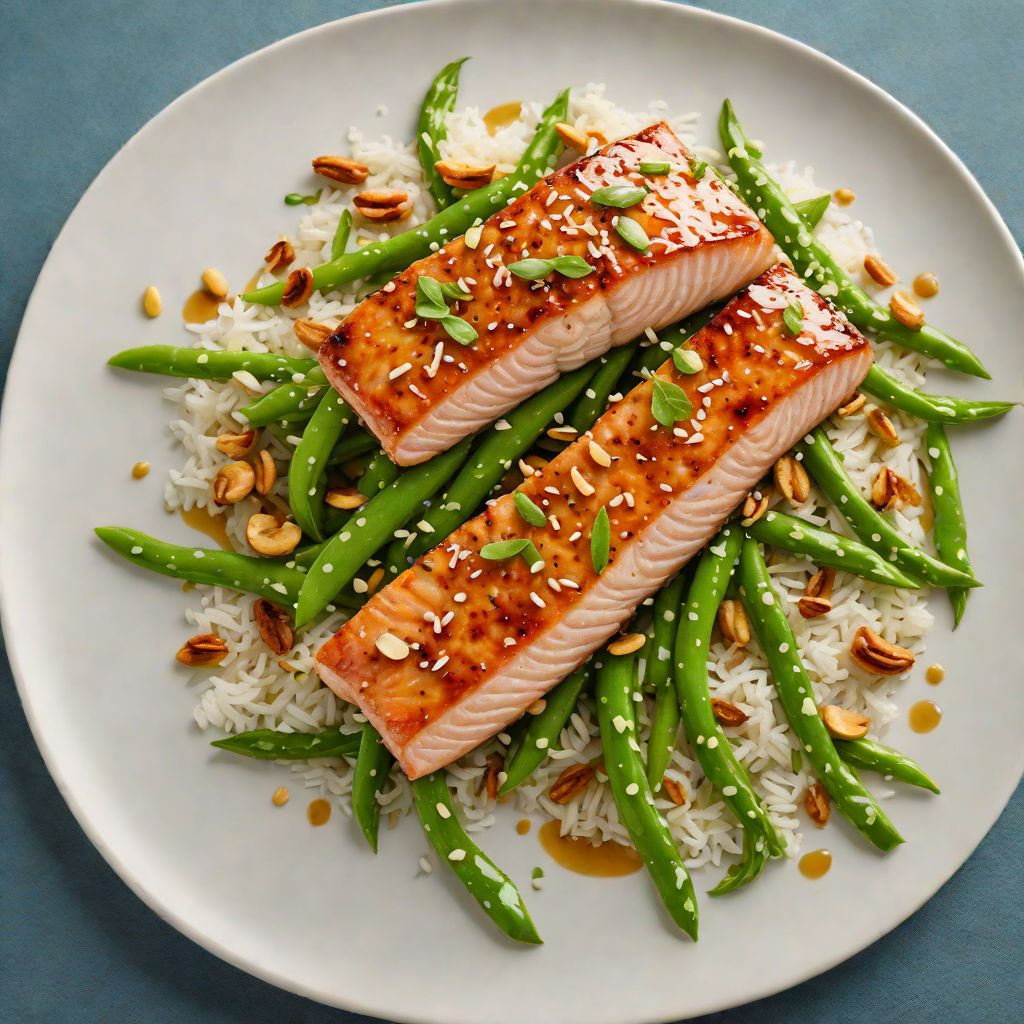 Honey-Ginger Glazed Salmon with Garlic Snow Peas