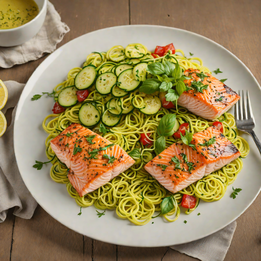 Oven-Roasted Salmon with Herb-Infused Zucchini Noodles