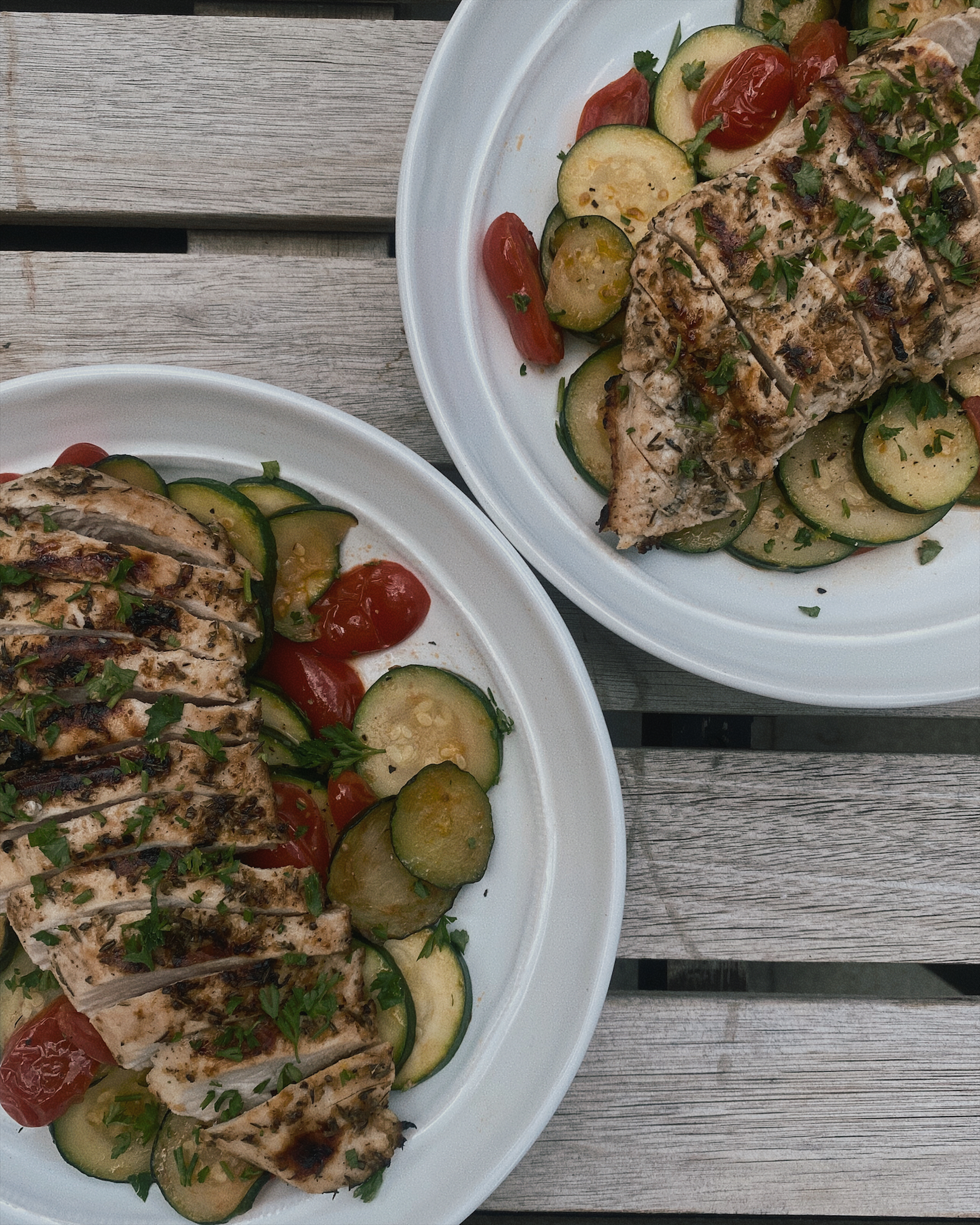 Grilled Lemon-Herb Chicken with Cherry Tomatoes