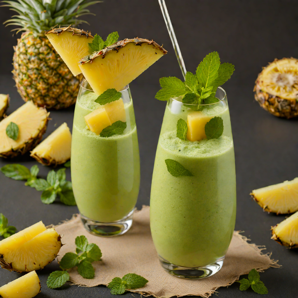 Blended Tropical Pineapple-Mint Smoothie
