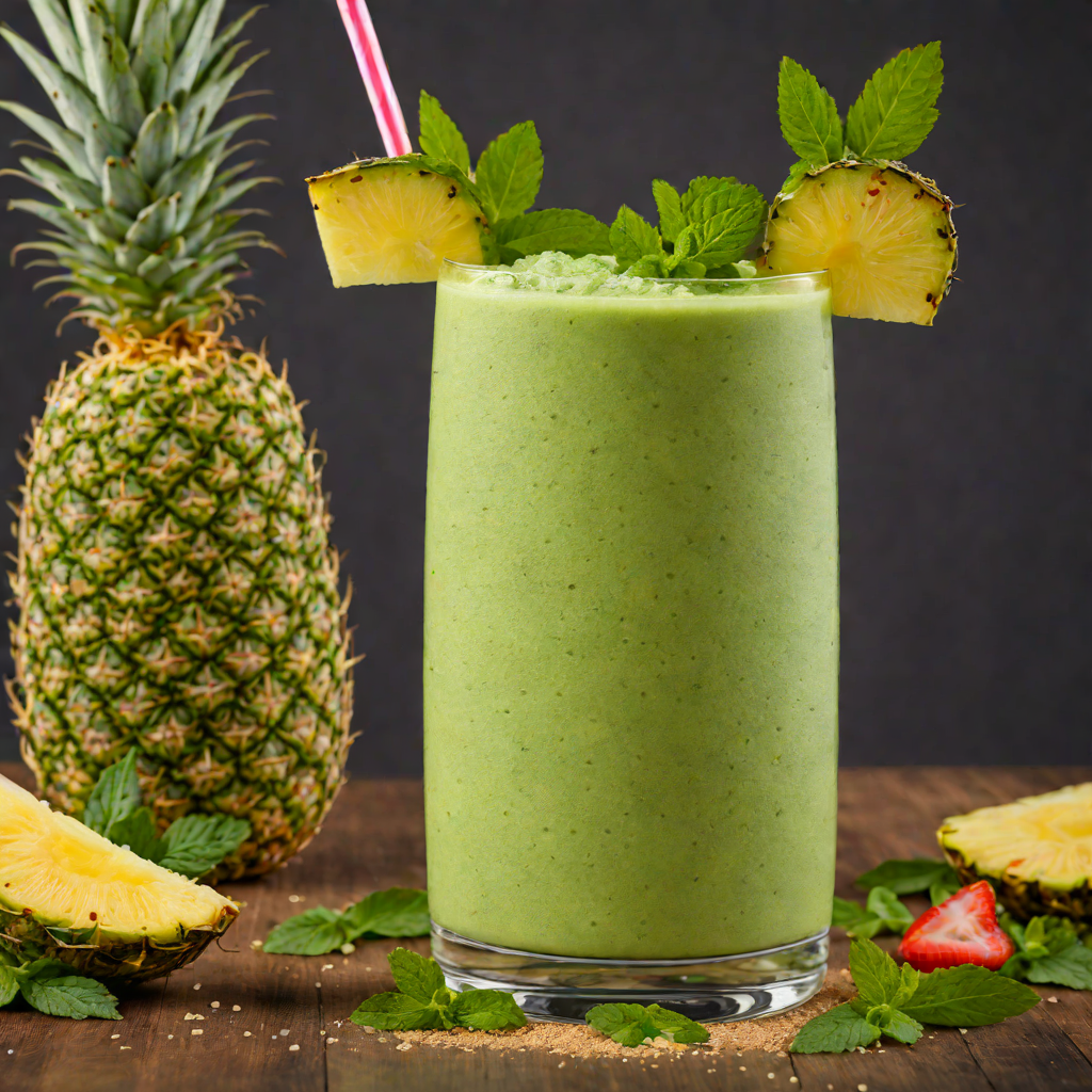 Blended Pineapple-Mint Tropical Smoothie