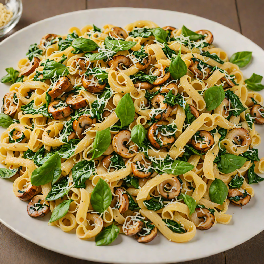Sautéed Mushroom and Spinach Pasta with Garlic Parmesan Sauce