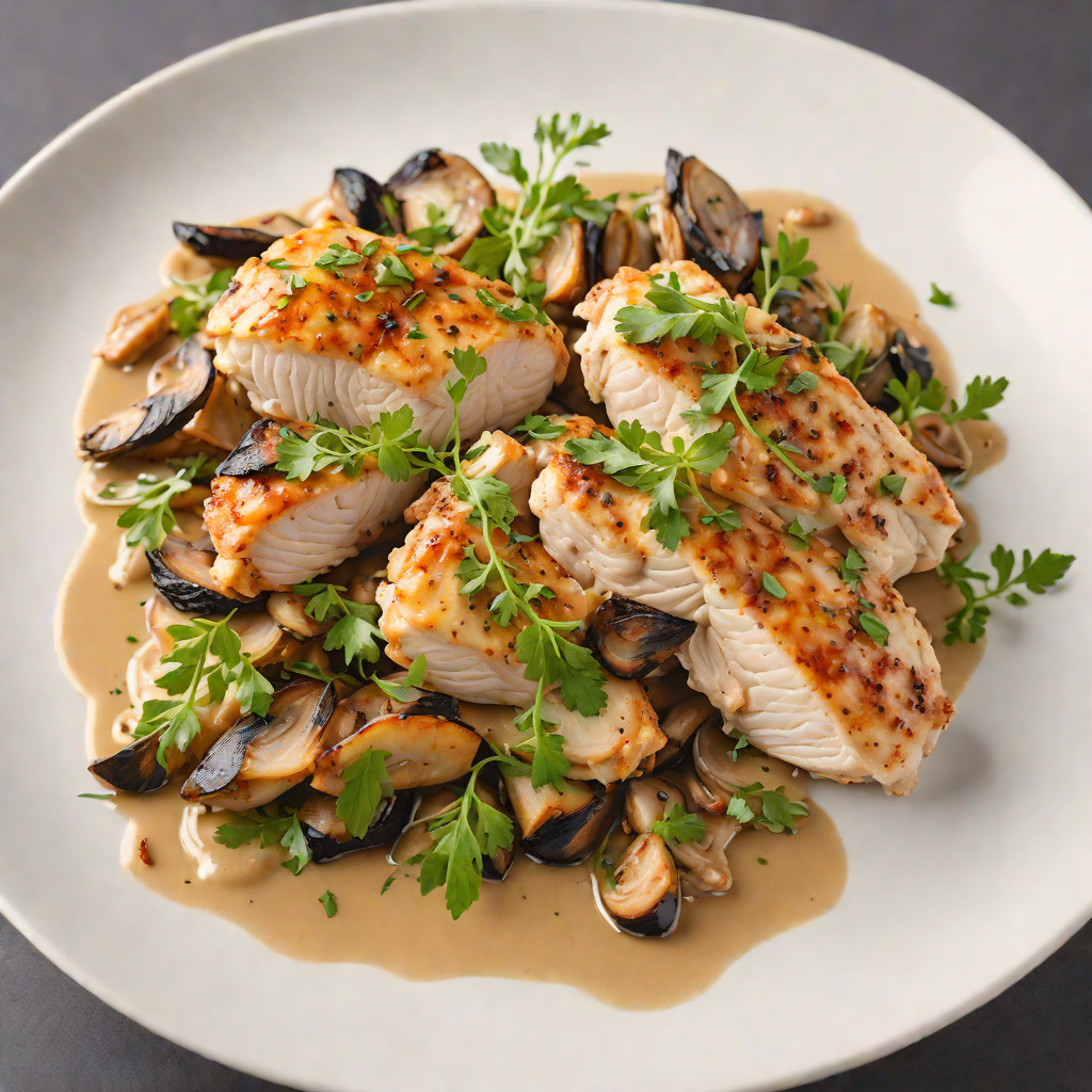 Pan-Seared Chicken with Spearfish-Inspired Mushroom Sauce