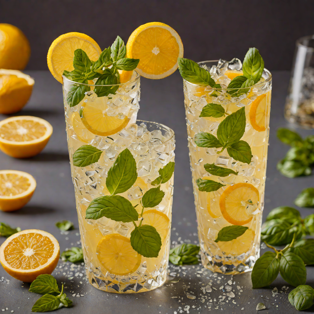 Sweet Citrus and Basil Infused Sparkling Summer Drink