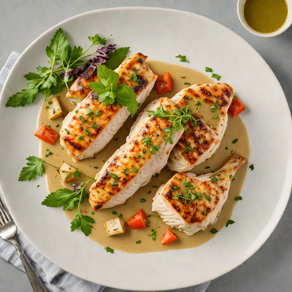 Pan-Seared Chicken with Spearfish-Inspired Herb Sauce