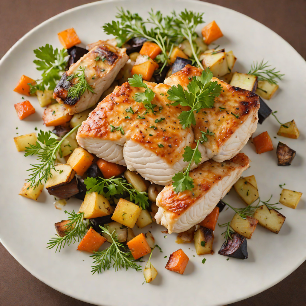 Pan-Seared Chicken with Roasted Spearfish-Style Root Vegetables
