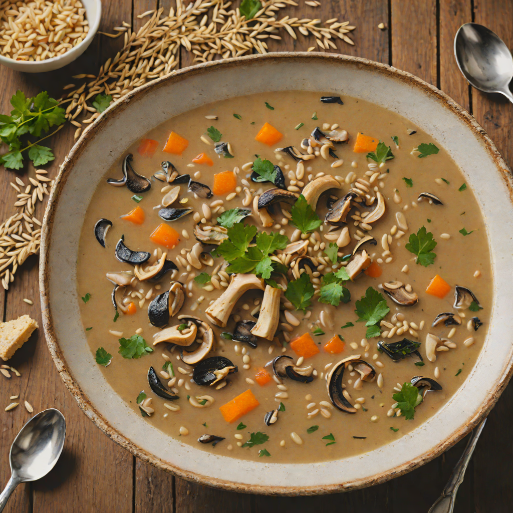 Rustic Spearfish-Inspired Wild Mushroom and Barley Soup
