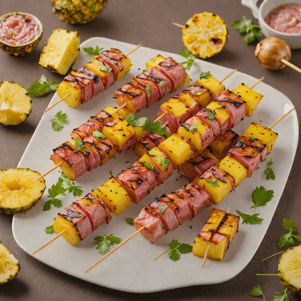 Grilled Pineapple and Spam Skewers with Tangy Teriyaki Glaze