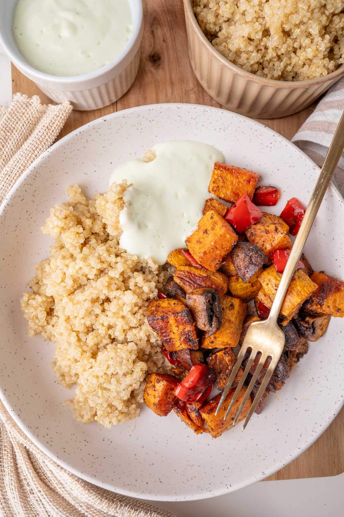 Cinnamon-Roasted Sweet Potato and Quinoa Bowl
