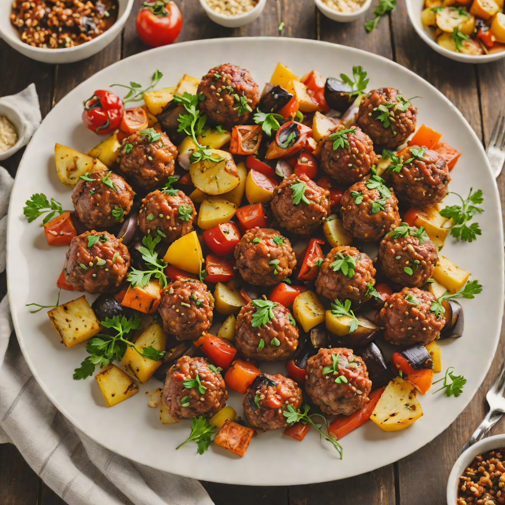 Sheet Pan Herb-Spiced Bison Meatballs with Roasted Vegetables