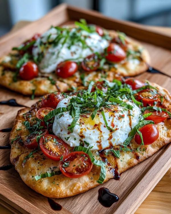 Wood-Fired Flatbread with Tomato, Mozzarella, and Basil