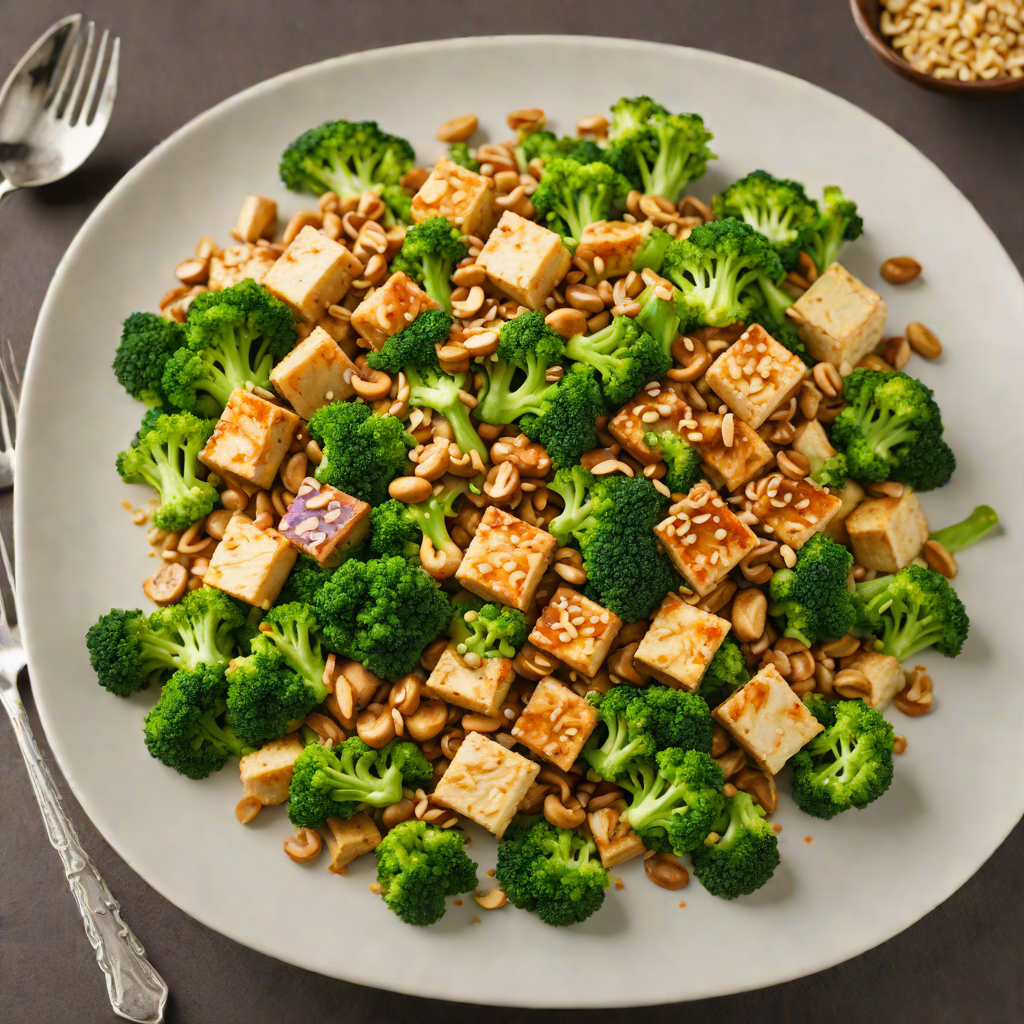 Tofu Stir-Fry with Broccoli and Cashews in Ginger Soy Sauce