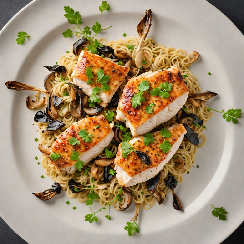 Pan-Seared Chicken with Spearfish-Inspired Wild Mushroom Ragout