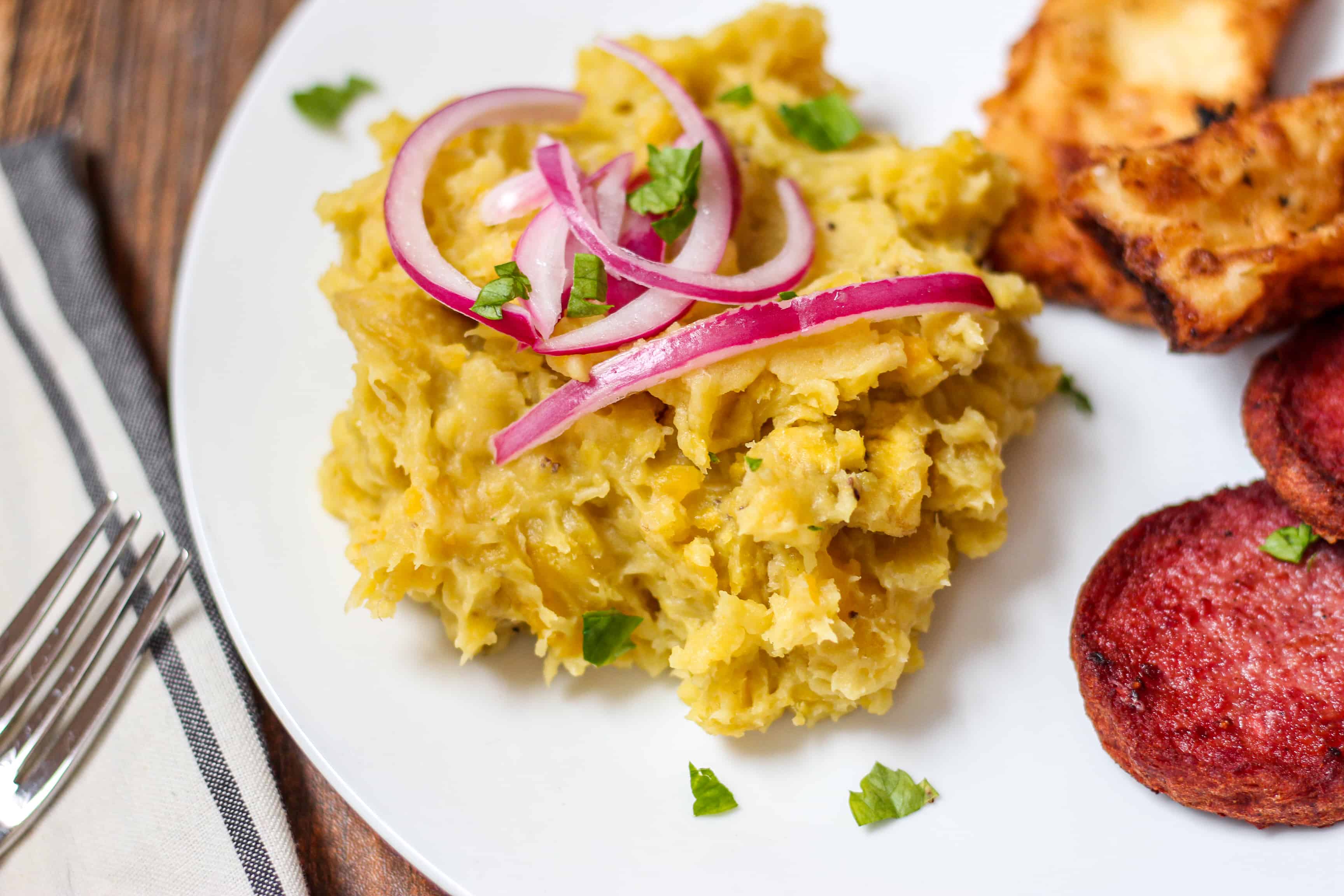 Spiced Dominican Mangu with Sautéed Onions