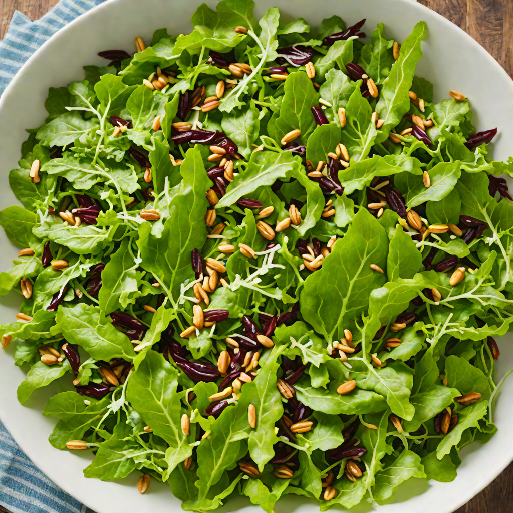 Pine Nut and Parmesan Tossed Greens with Honey Balsamic Dressing