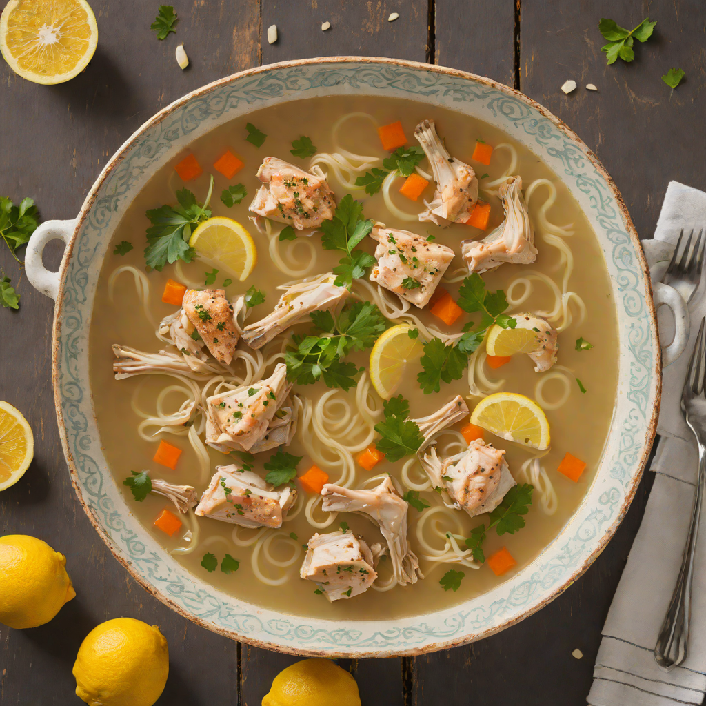 Slow-Simmered Bone-In Chicken Noodle Soup with Lemon