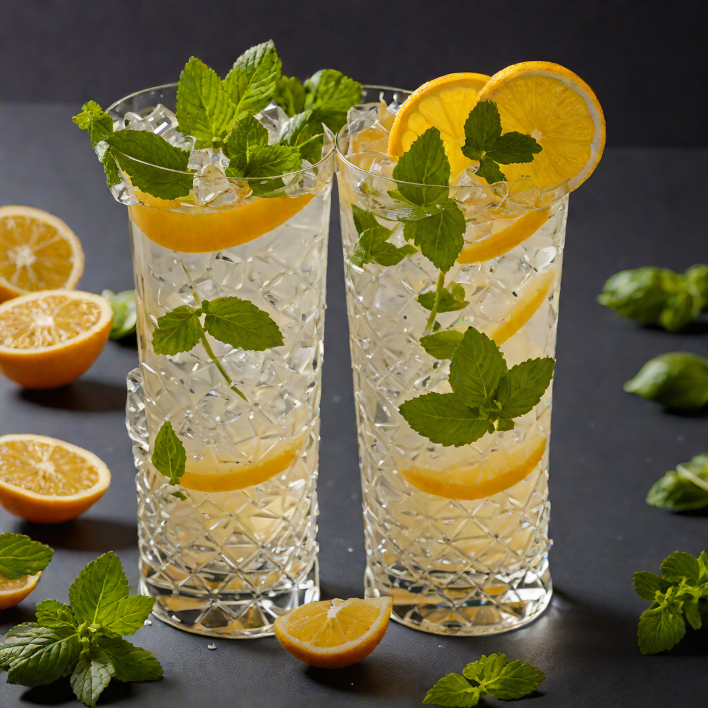 Chilled Citrus Vodka Imbibed Cocktail with Fresh Mint
