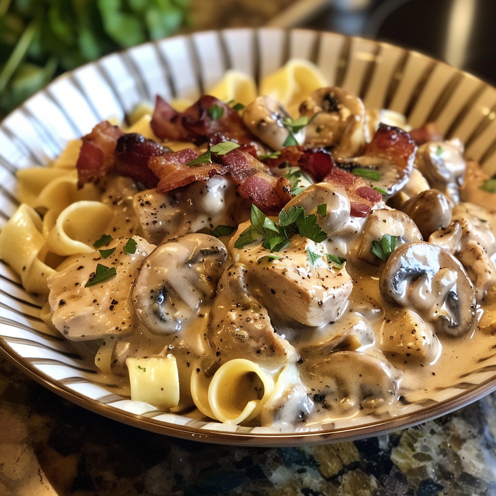Creamy Bacon & Mushroom Stroganoff