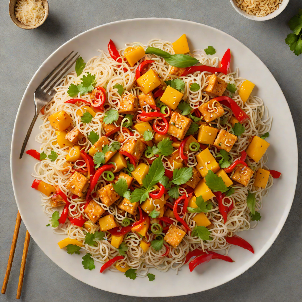 Stir-Fried Lemongrass Tofu with Bell Peppers and Rice Vermicelli