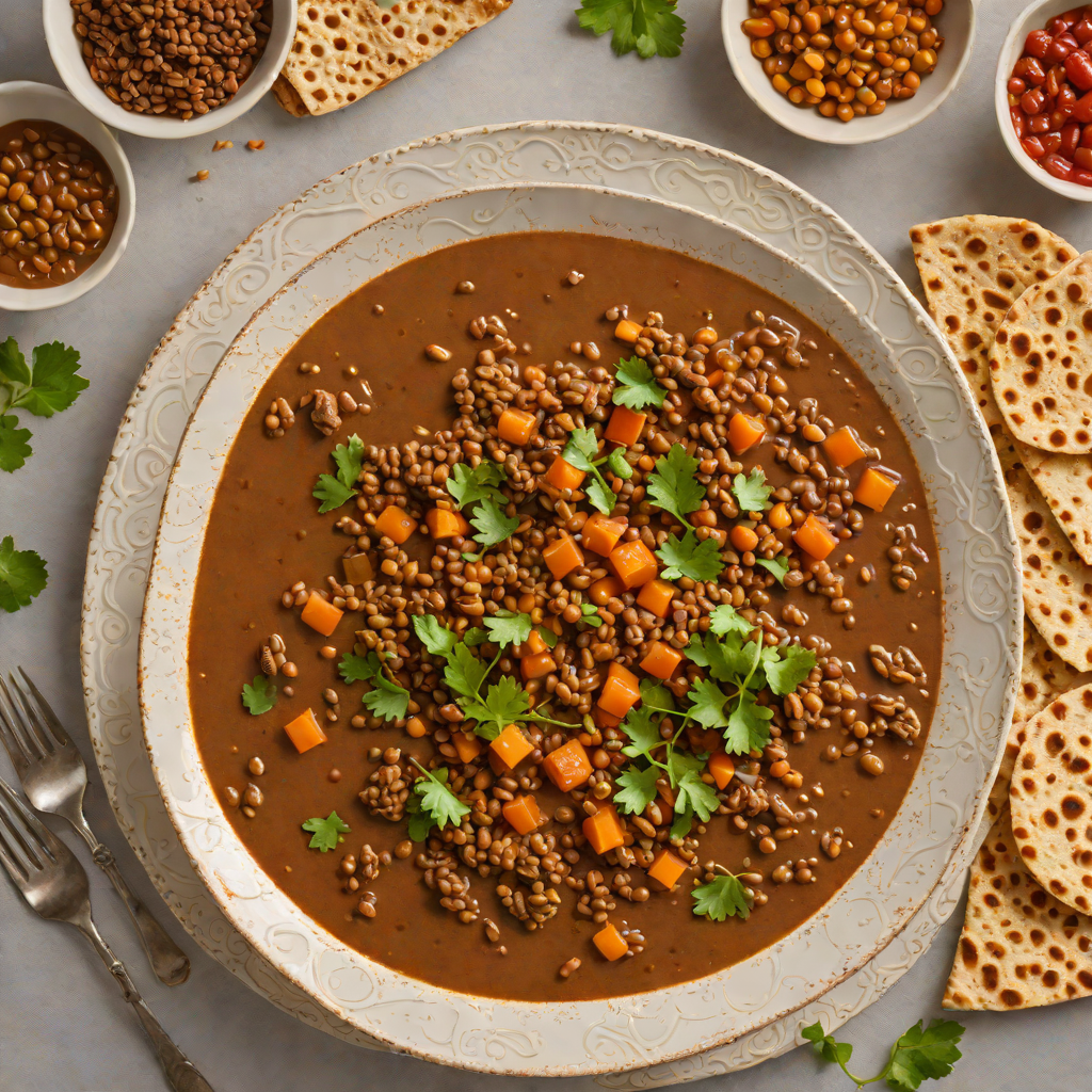 Simmered Berbere-Spiced Lentil Stew with Injera Flatbread