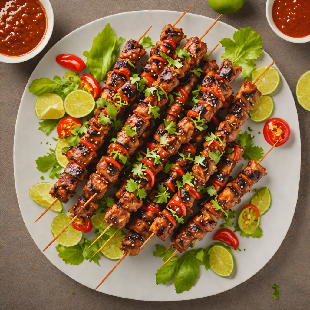 Zapotecan-Style Grilled Pork Skewers with Spicy Chili Marinade