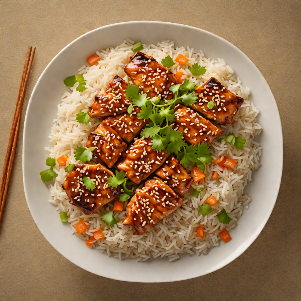 Steamed Asian-Inspired Rice Bowl with Sesame-Soy Glazed Chicken