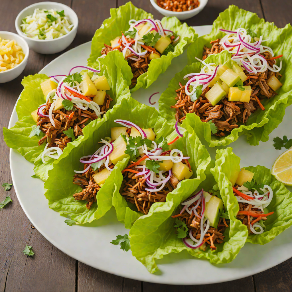 Tiki-Inspired Pulled Pork Lettuce Wraps with Pineapple Slaw