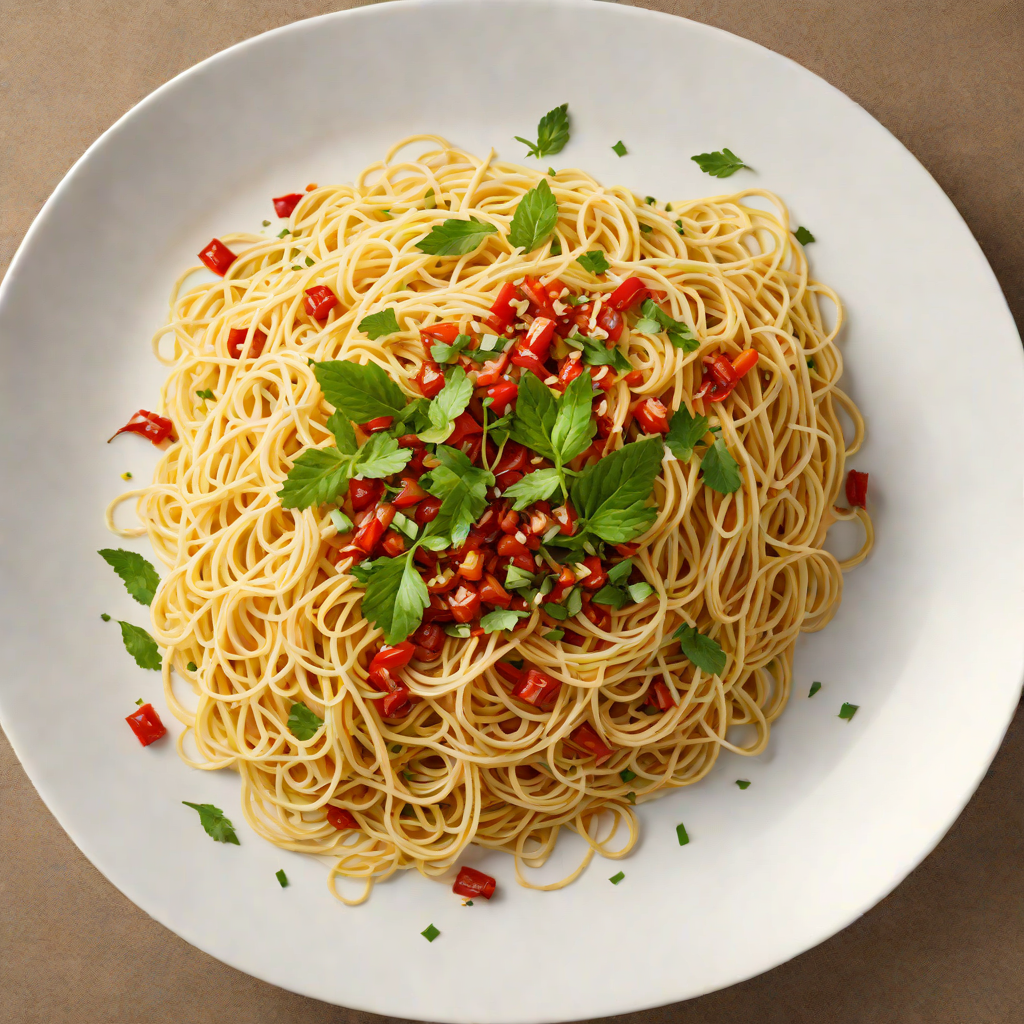Spaghetti Tossed in Garlic-Infused Olive Oil with Chili Flakes