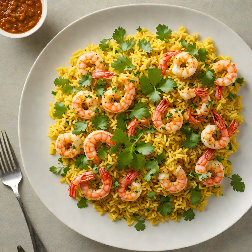 Curry-Spiced Cauliflower Rice with Sautéed Shrimp and Cilantro