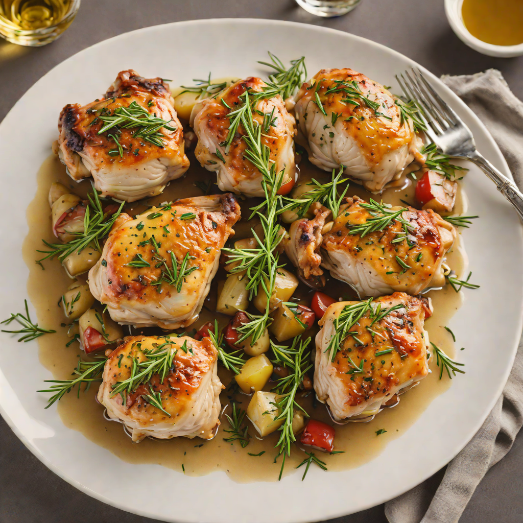 Italian Herb-Braised Chicken Thighs with White Wine and Rosemary