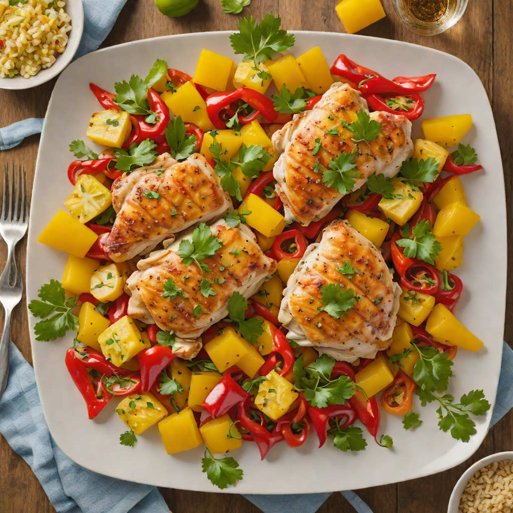 Hawaiian-Style Sheet Pan Chicken with Pineapple and Bell Peppers