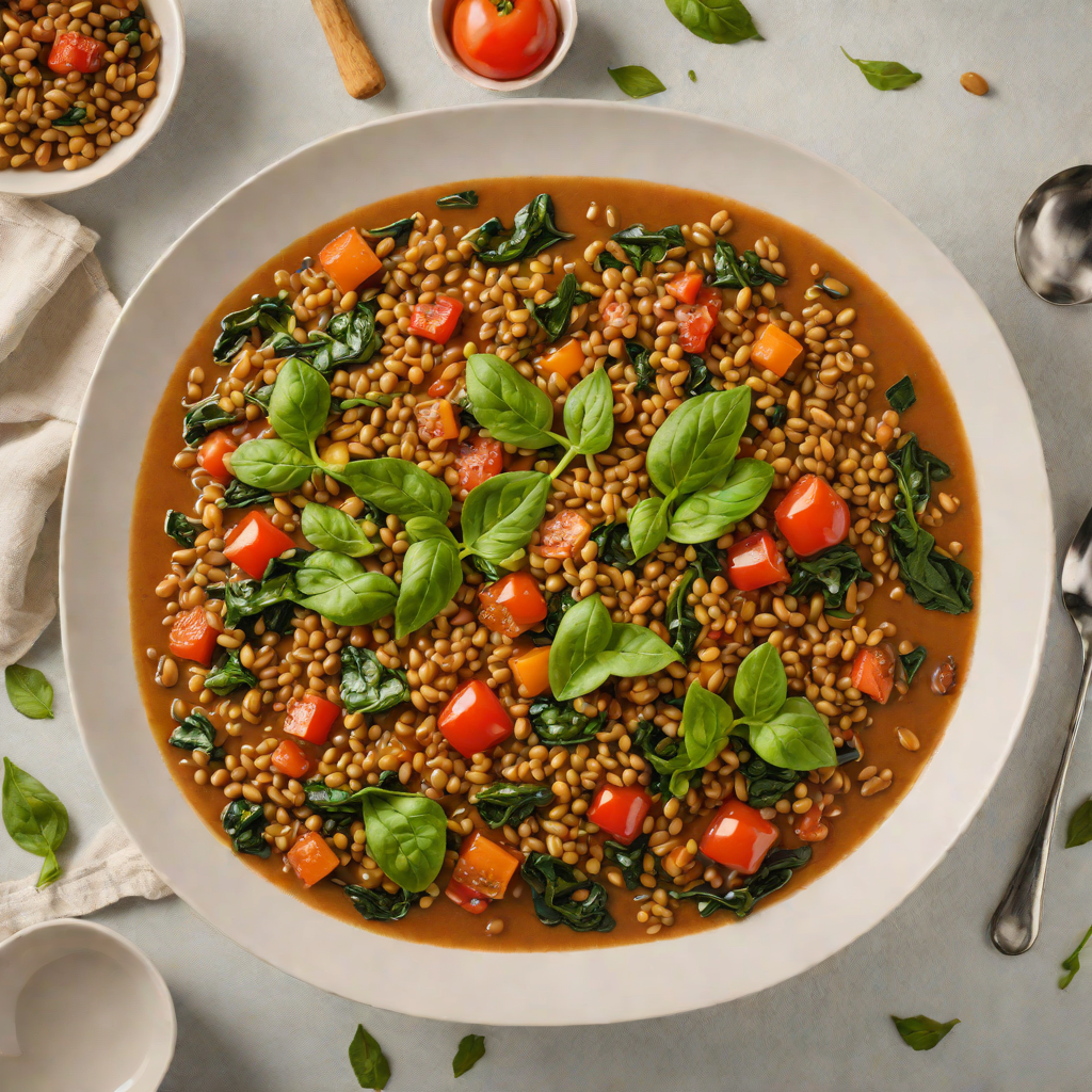 Slow-Simmered Greek Lentil Stew with Spinach and Tomatoes