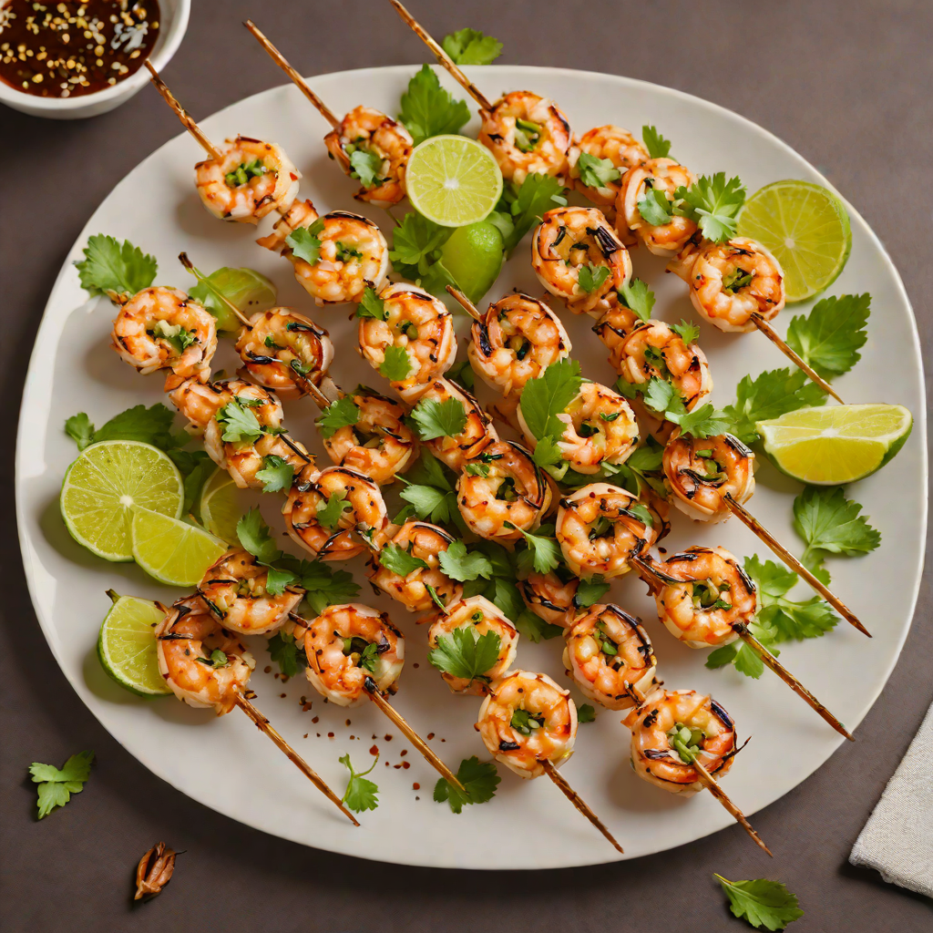 Tamarind-Glazed Grilled Shrimp Skewers with Cilantro and Lime