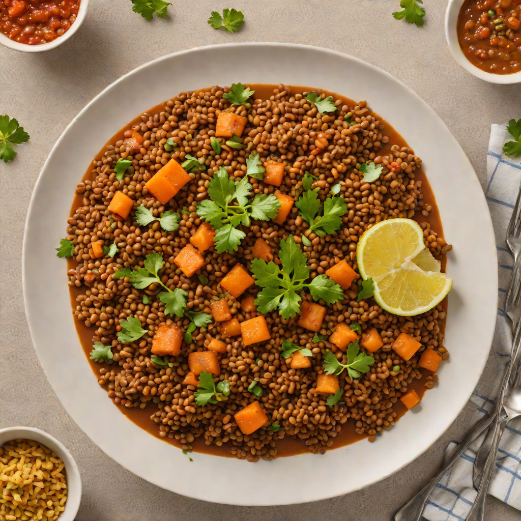 Stewed Berbere-Spiced Lentils with Injera Croutons