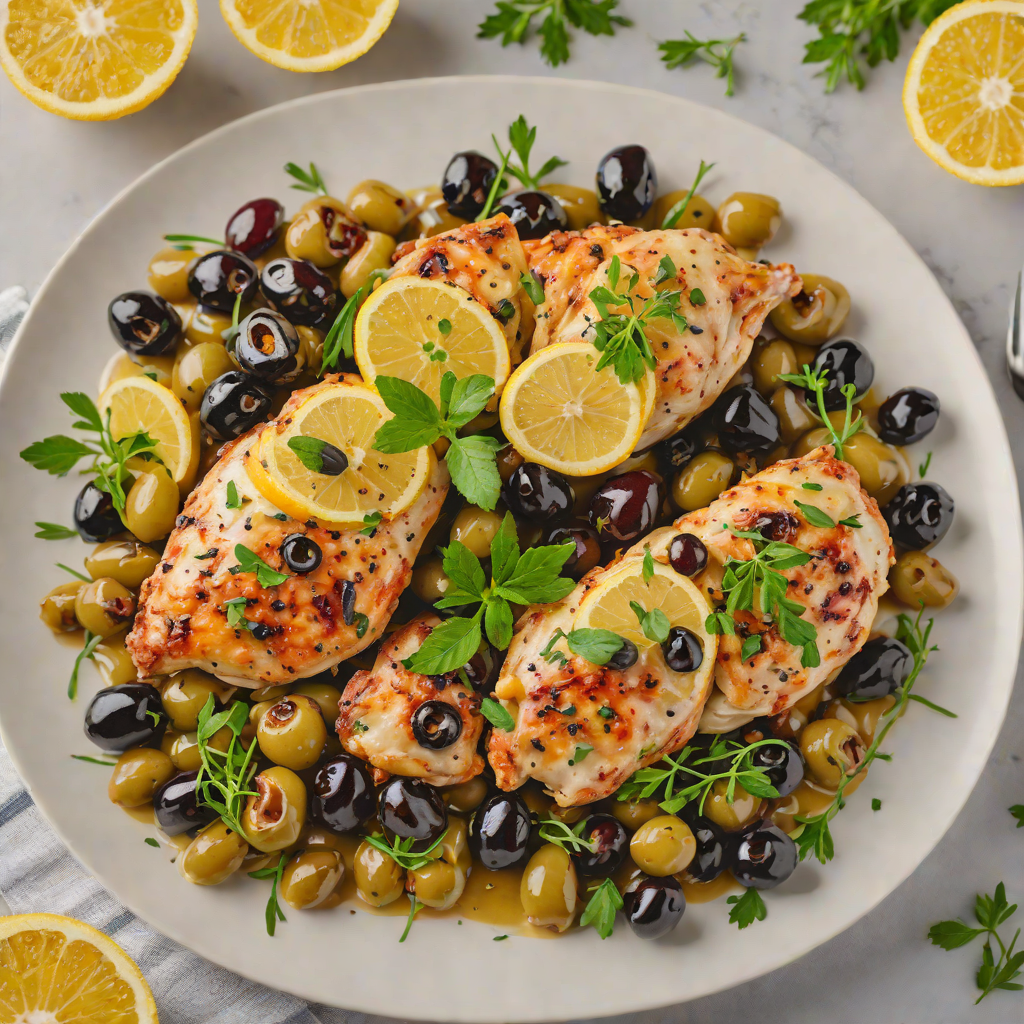 Baked Lemon-Garlic Mediterranean Chicken with Olives
