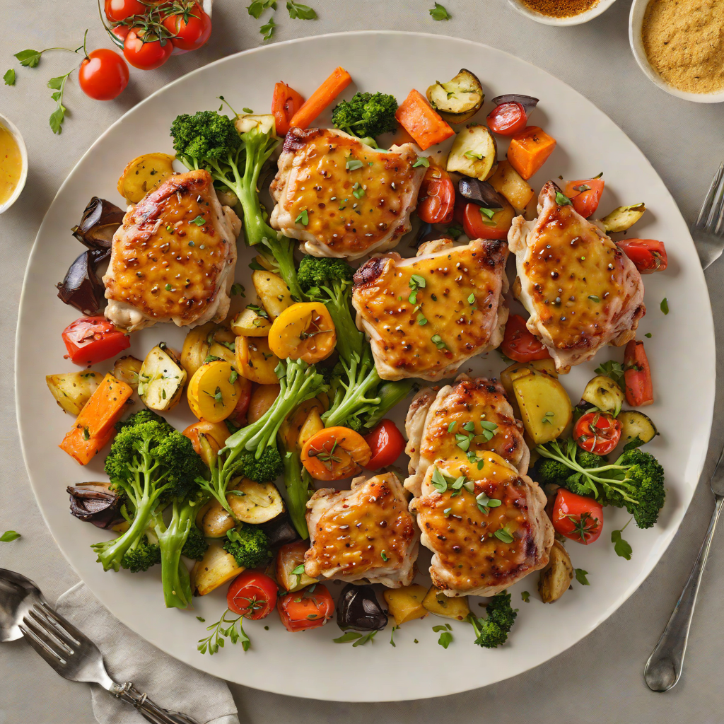 Tangy Honey-Mustard Chicken Thighs with Roasted Vegetables