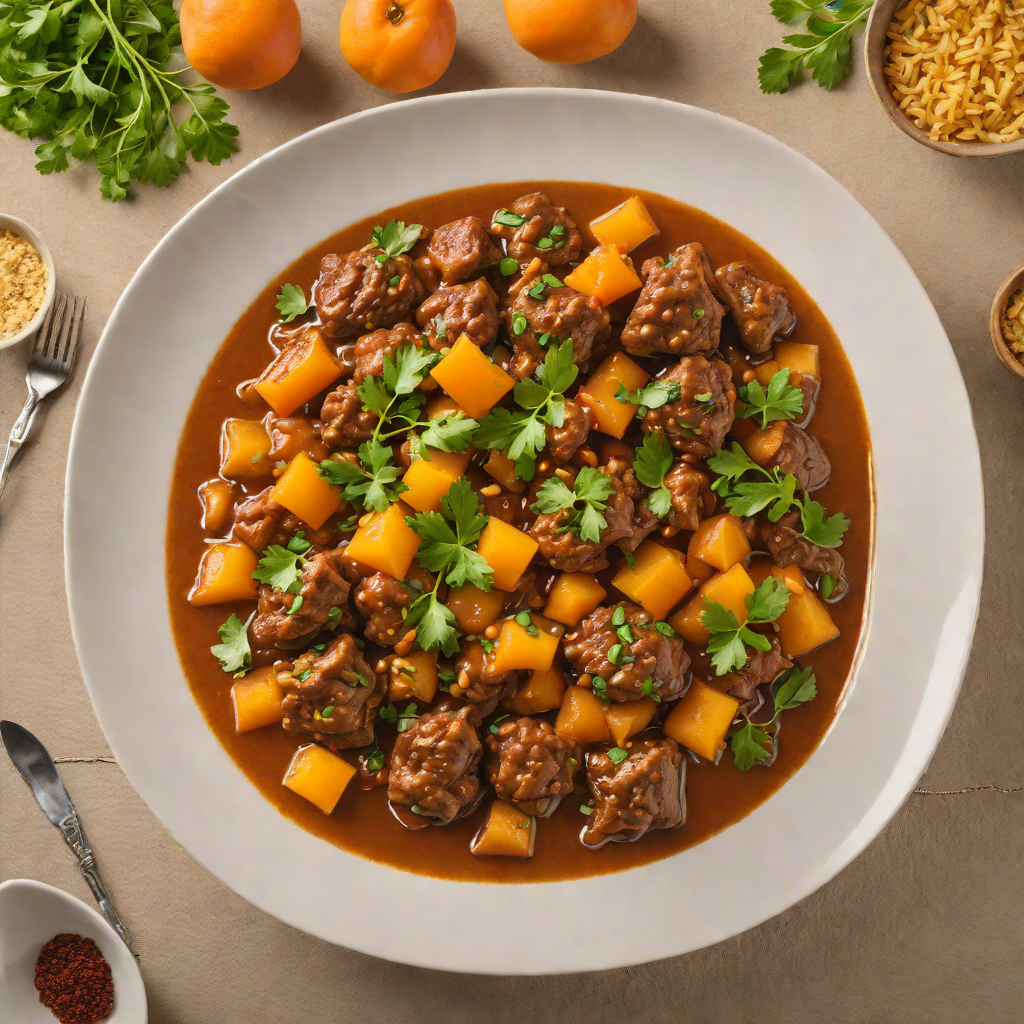 Absorbed Spices Lamb Tagine with Apricots