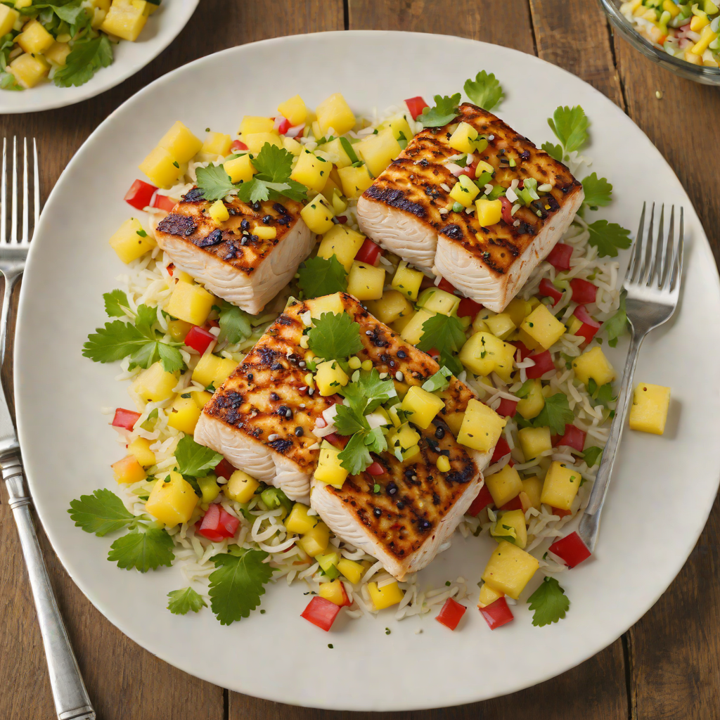 Seared Mahi-Mahi with Pineapple Salsa and Tiki Lime Dressing