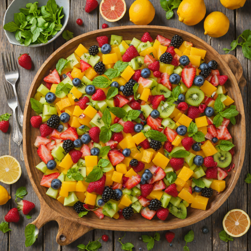 Arcade-Inspired Rainbow Fruit Salad with Citrus Mint Dressing