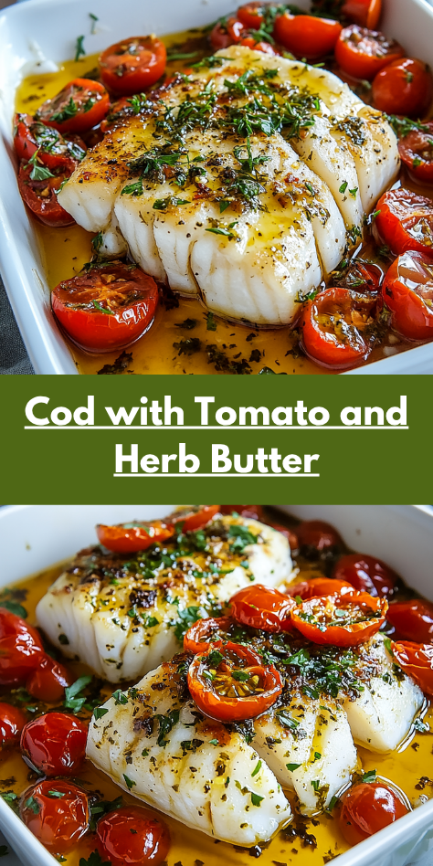 Baked Cod with Tomato-Caper Sauce and Garlic Spinach